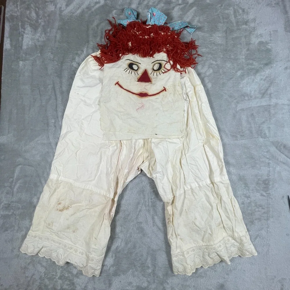 Vintage Raggedy Ann Mask Pantaloons Pants Halloween Scary Horror 1970s Handmade